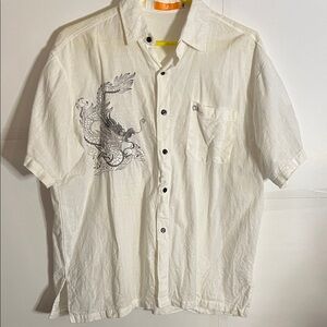 O2 cotton vacation shirt button down dragon xl